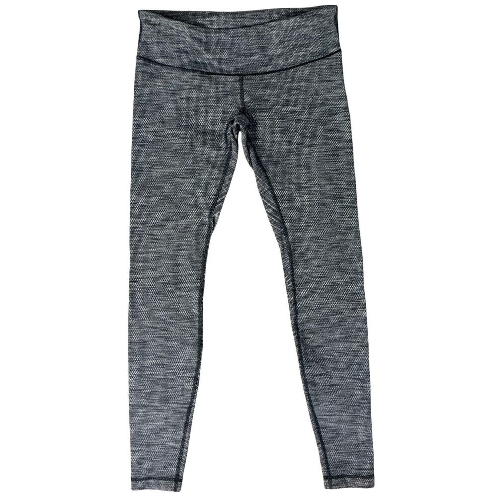 Lululemon Black Gray Circles Wunder Under Coco Pique Low Rise Leggings size 6